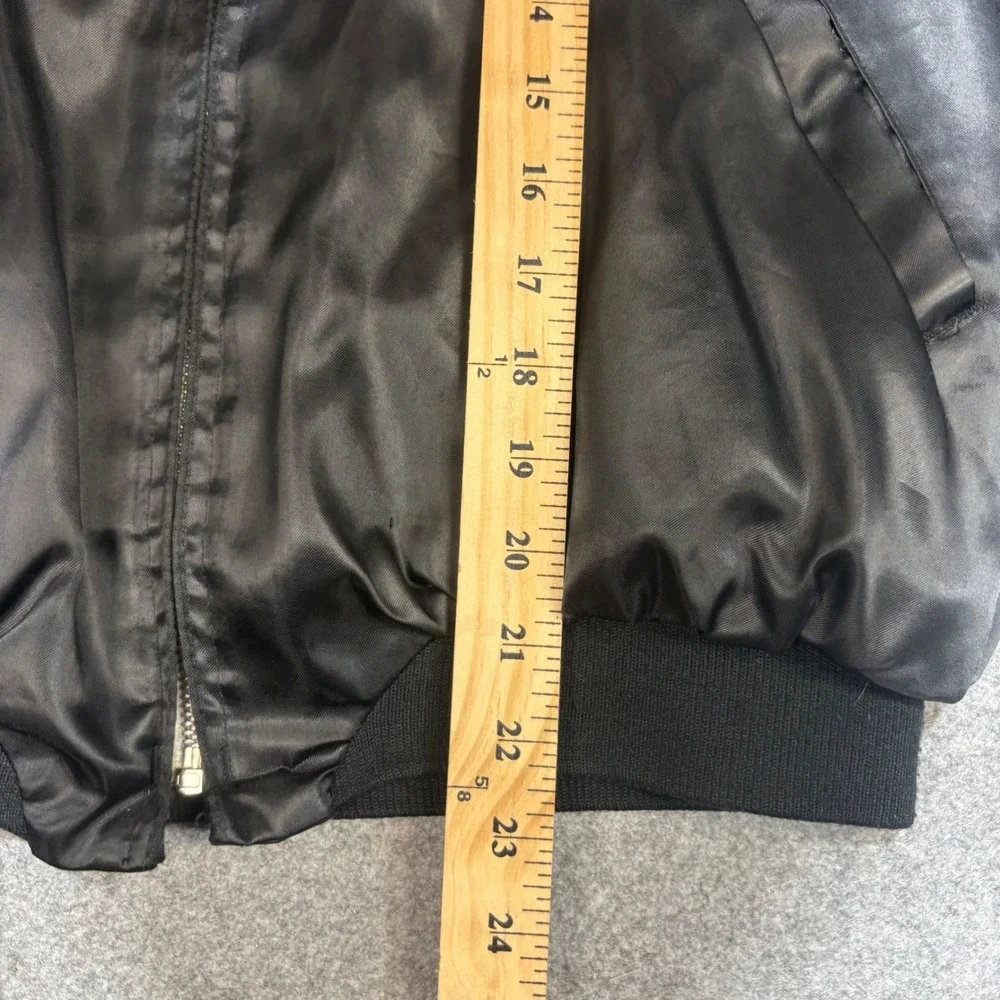 Vintage Aristo Jac Boot Hill Nite Club Satin Bomber Jacket Mens Medium Black USA